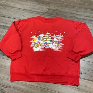 Basic edition vintage Christmas sweatshirt top snowmen Christmas ugly sweater